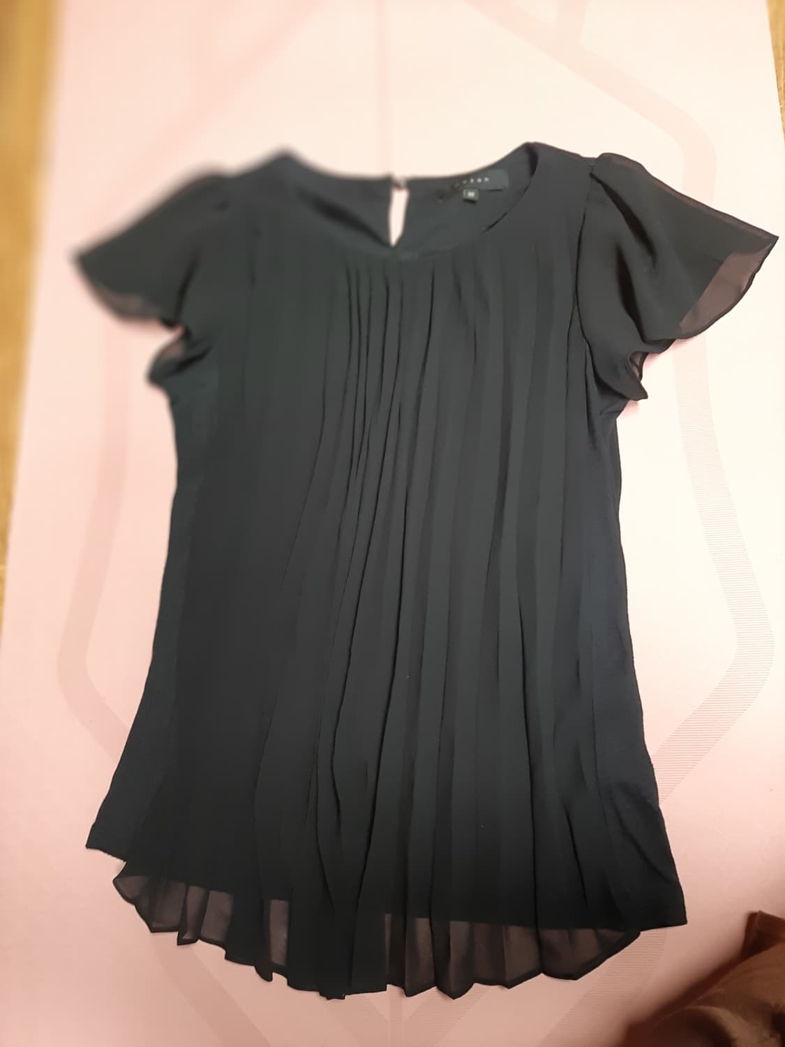하늘하늘한 플리츠 정장 쉬폰 반팔 블라우스 상품이미지1