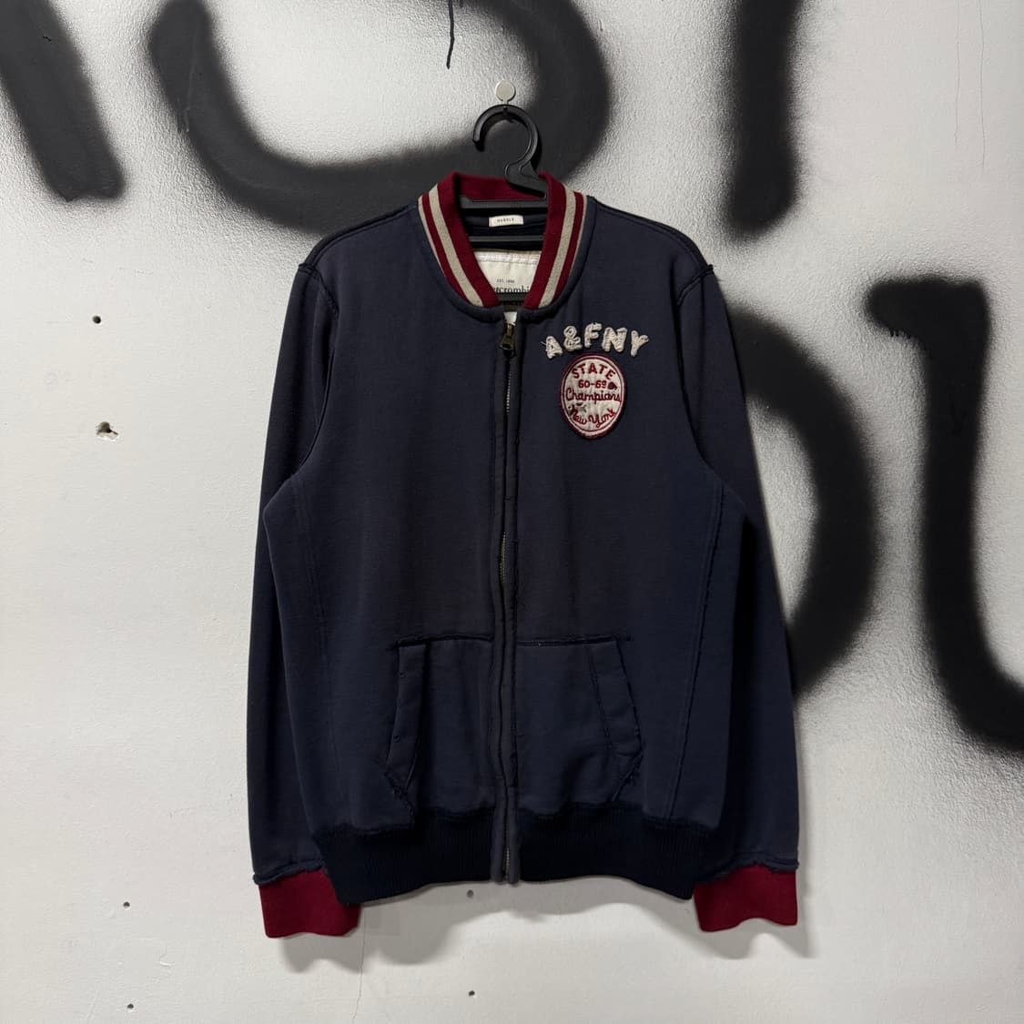 아베크롬비 Y2K 패치 배색 그런지 데미지 집업 코튼 자켓 상품이미지1