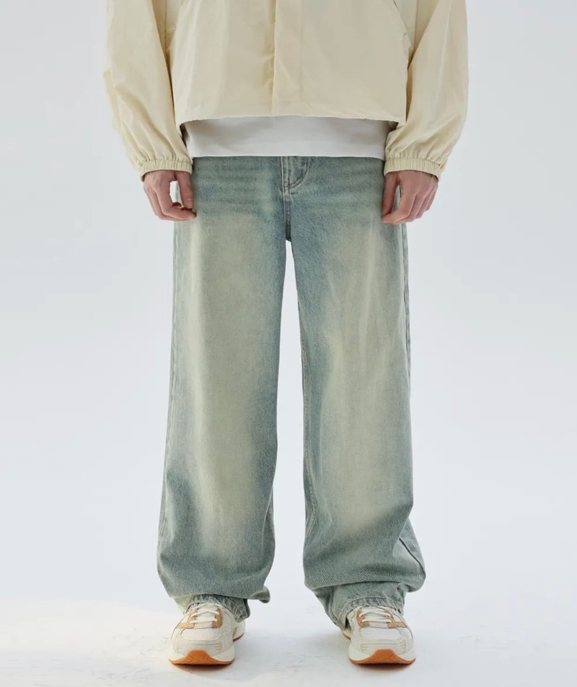 트릴리온 프론트 워싱 와이드 데님 팬츠 (BEIGE BLUE) 상품이미지1