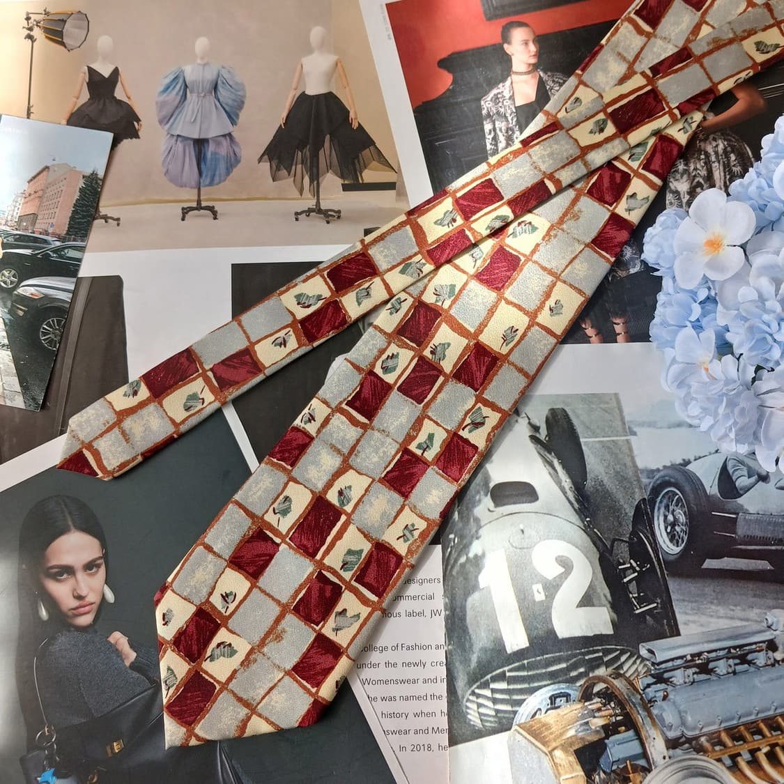 마리끌레르 실크 체크 패턴 넥타이 9.7cm A+~A등급 A19759 상품이미지4