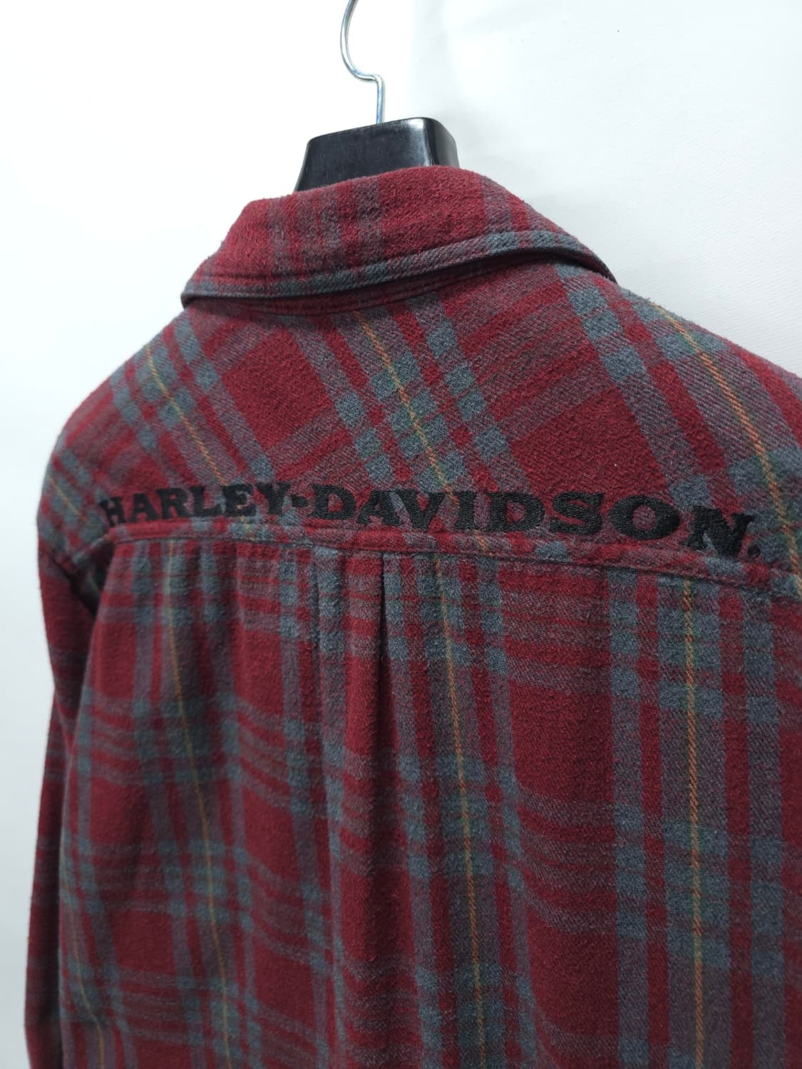할리데이비슨 여성 정통 체크 플란넬 빈티지셔츠 (레드/그레이, S사이즈) 상품이미지10