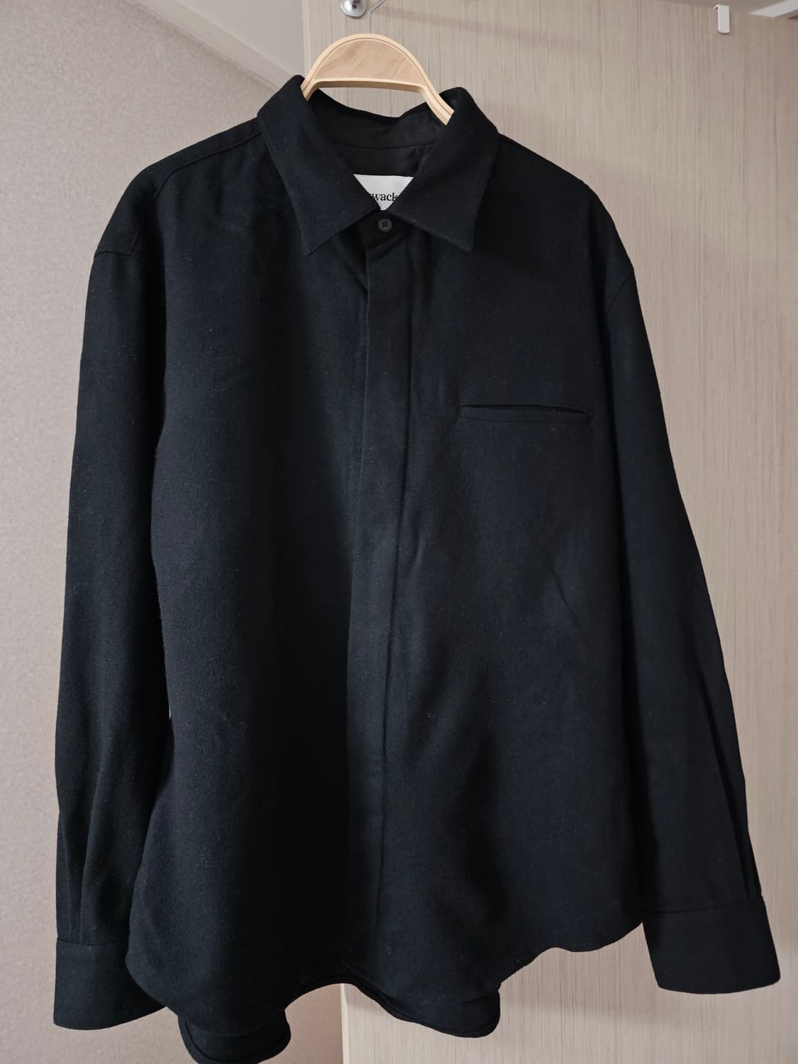 토니웩 버진울 히든 플래킷 셔츠 블랙 상품이미지3