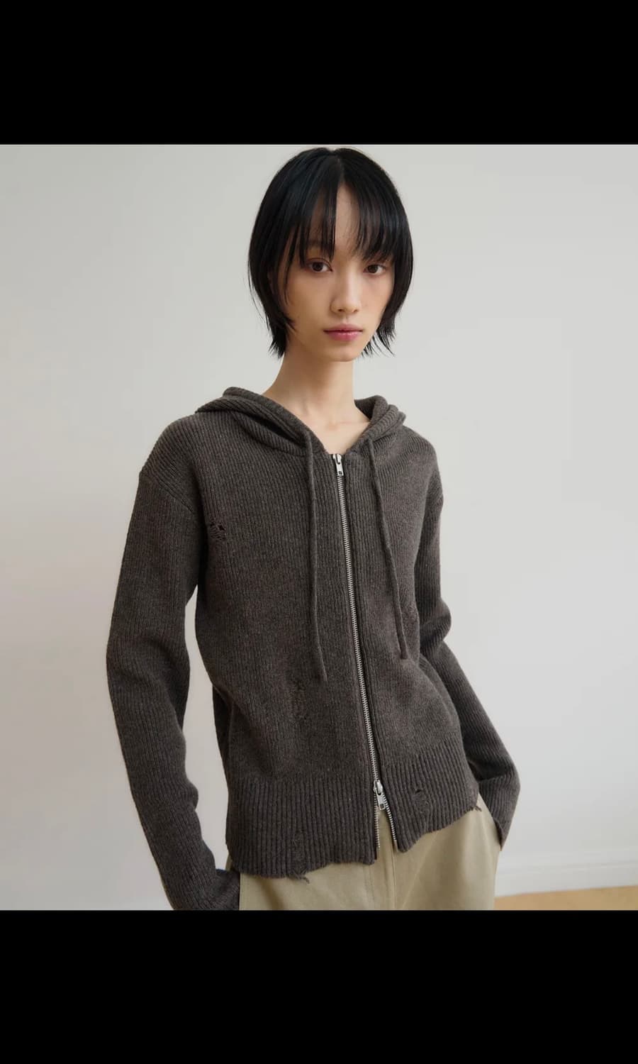 시스에이 울 니트 후드 집업  상품이미지1