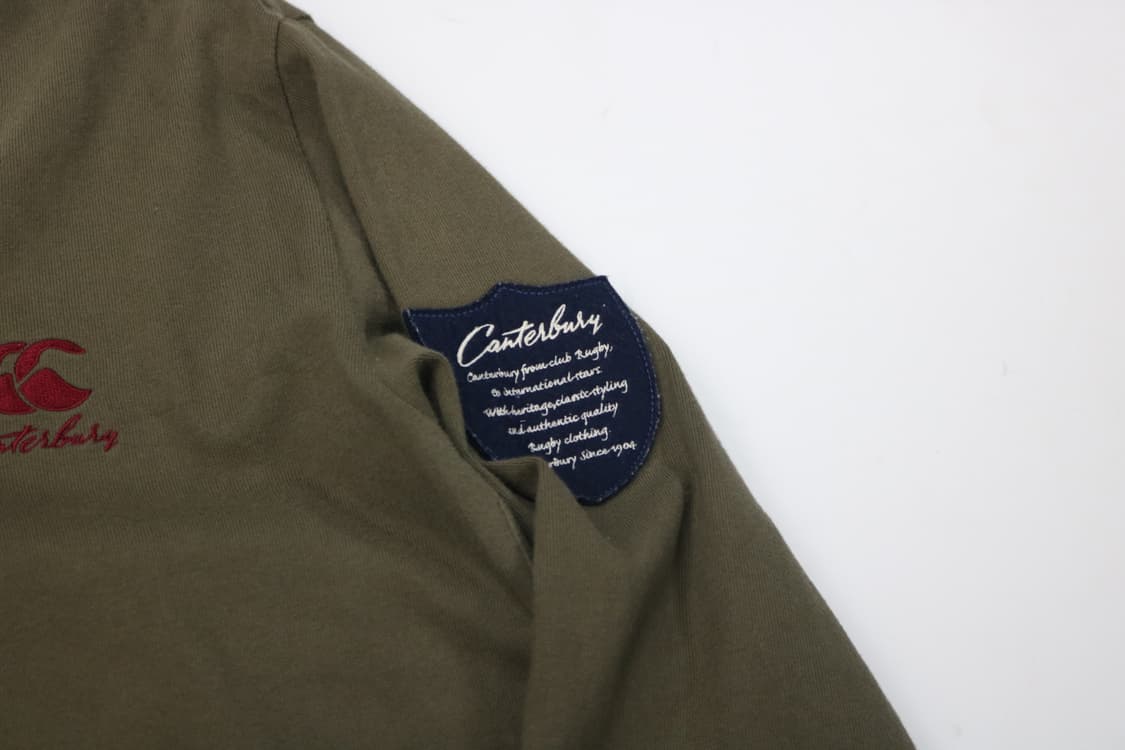 캔터베리(Canterbury) 빈티지 카키 자수 와펜 럭비 셔츠 (XL) 상품이미지6