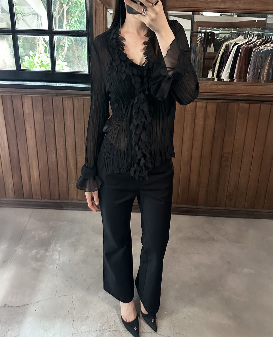 JPV sheer crinkle frill cardigan 상품이미지4