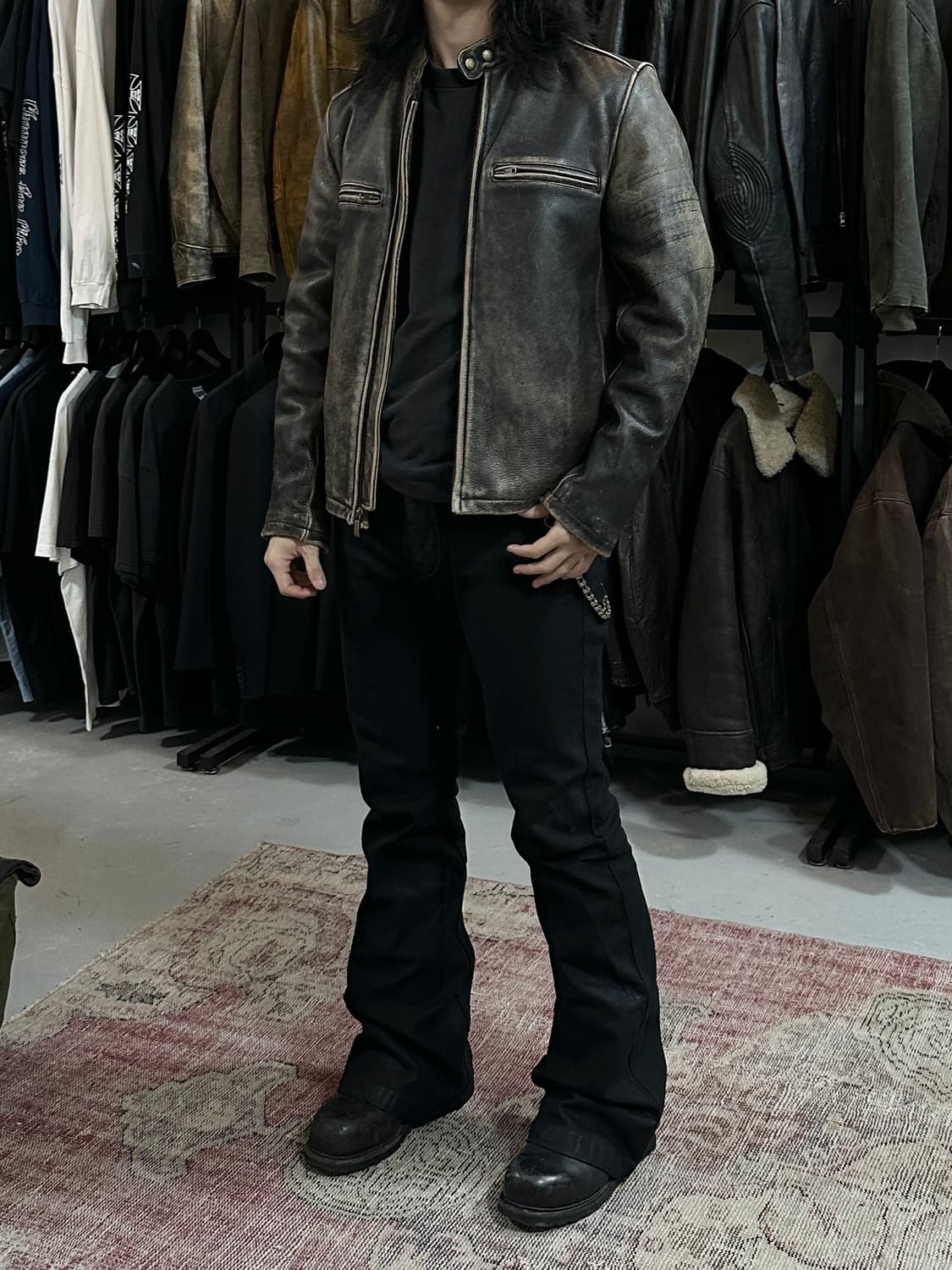 00's 디스 레더 자켓 빈티지 라이더 자켓 상품이미지2