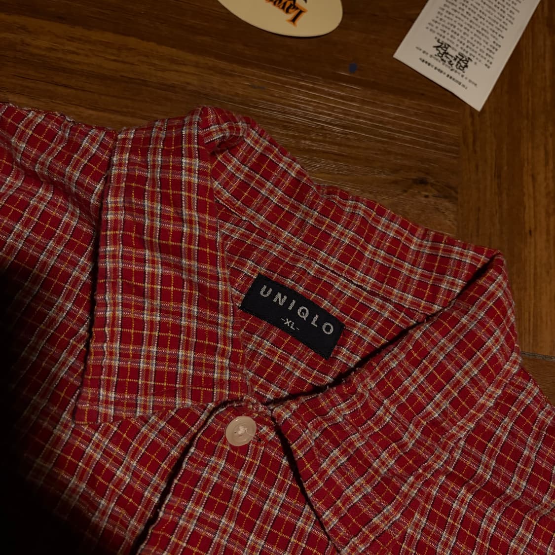 90s old uniqlo textured work half shirt 상품이미지4