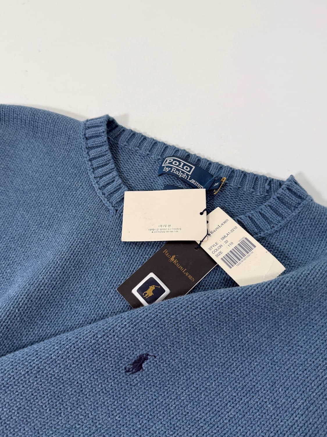 폴로 랄프로렌 00‘s 오버사이즈 해비 코튼 빈티지 블루 니트 상품이미지3