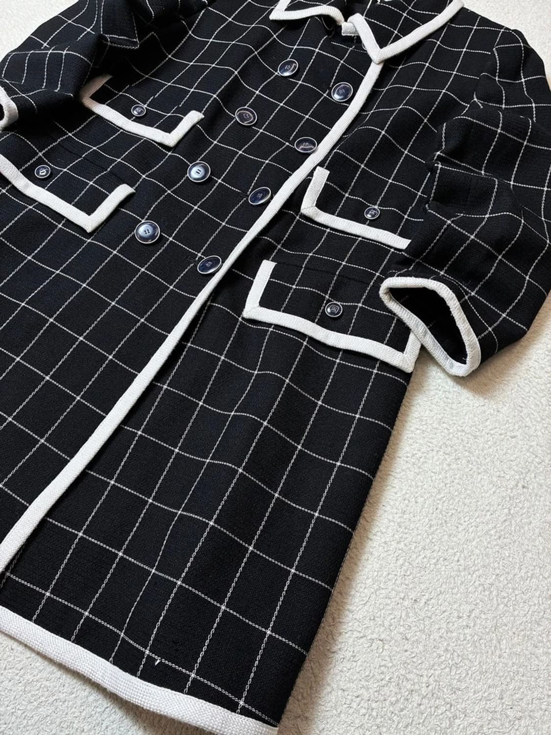 생로랑 YSL 00's 재팬 울 체크 롱 코트 PN6662 상품이미지4