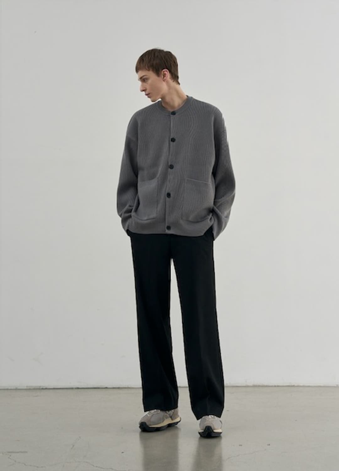 (새상품)(L) 드로우핏 오버사이즈 PBT 라운드 가디건 GREY 판매 상품이미지4