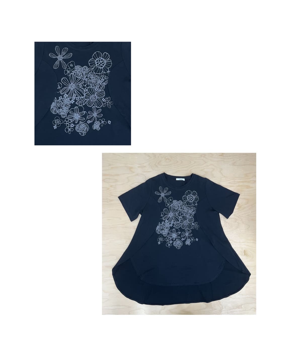 빈티지 블랙 플라워 롱 티셔츠 상품이미지1