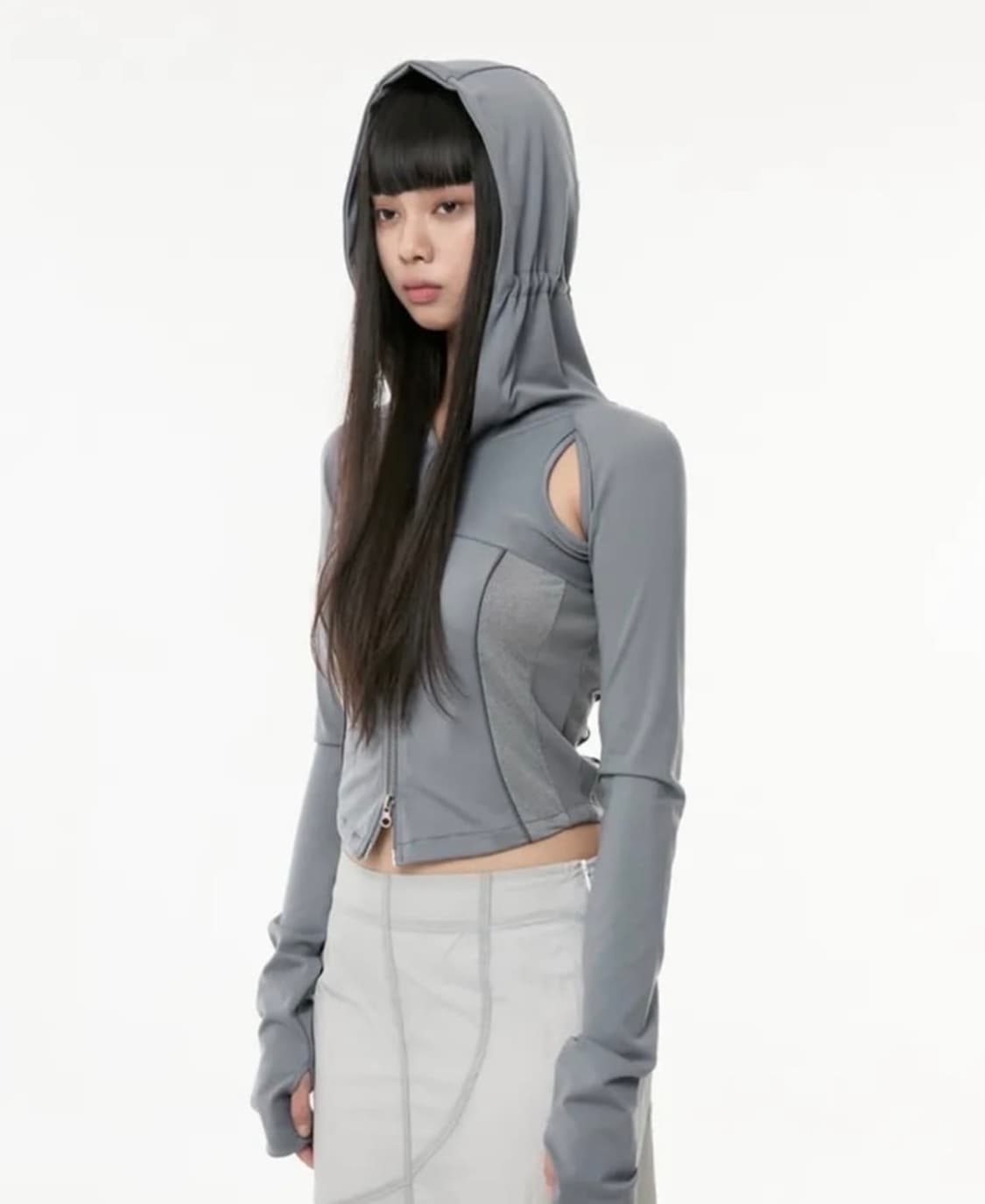 플레어업 컷아웃 크롭 후드집업 상품이미지1