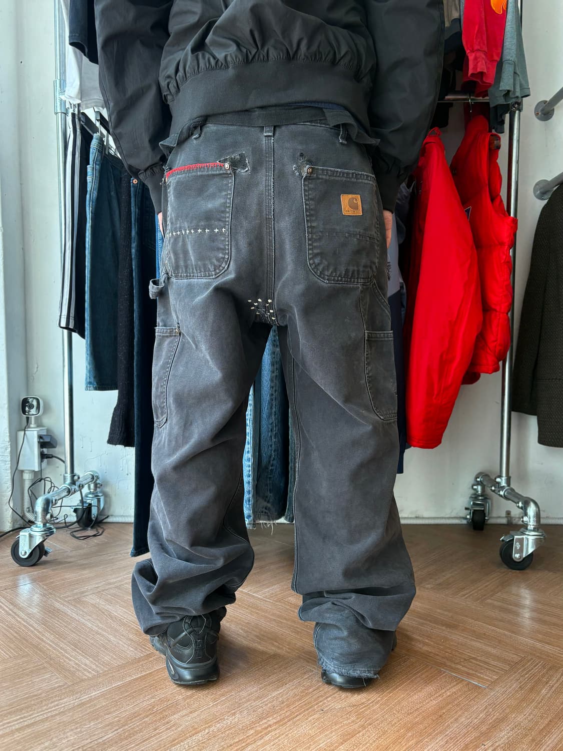 Carhartt B136 블랙 더블니 사시코 팬츠 상품이미지4