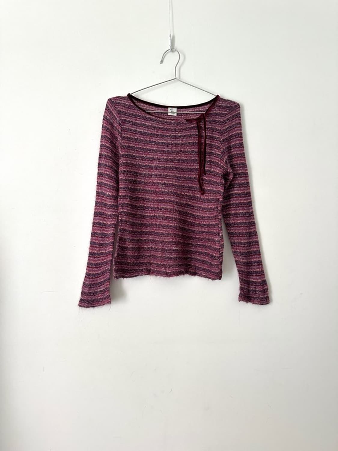Boucle neck ribbon knit / purple 상품이미지2