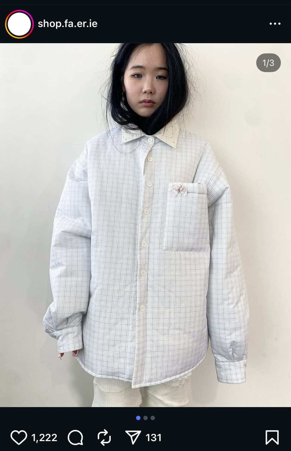 shop.fa.er.ie 샵페어리 패디드 코지 패턴 셔츠 블루 상품이미지1