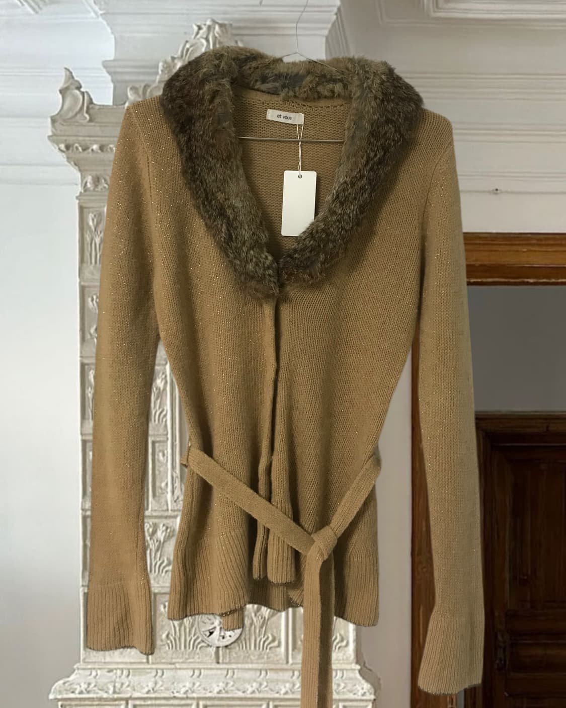 vintage beige fur cardigan 상품이미지6