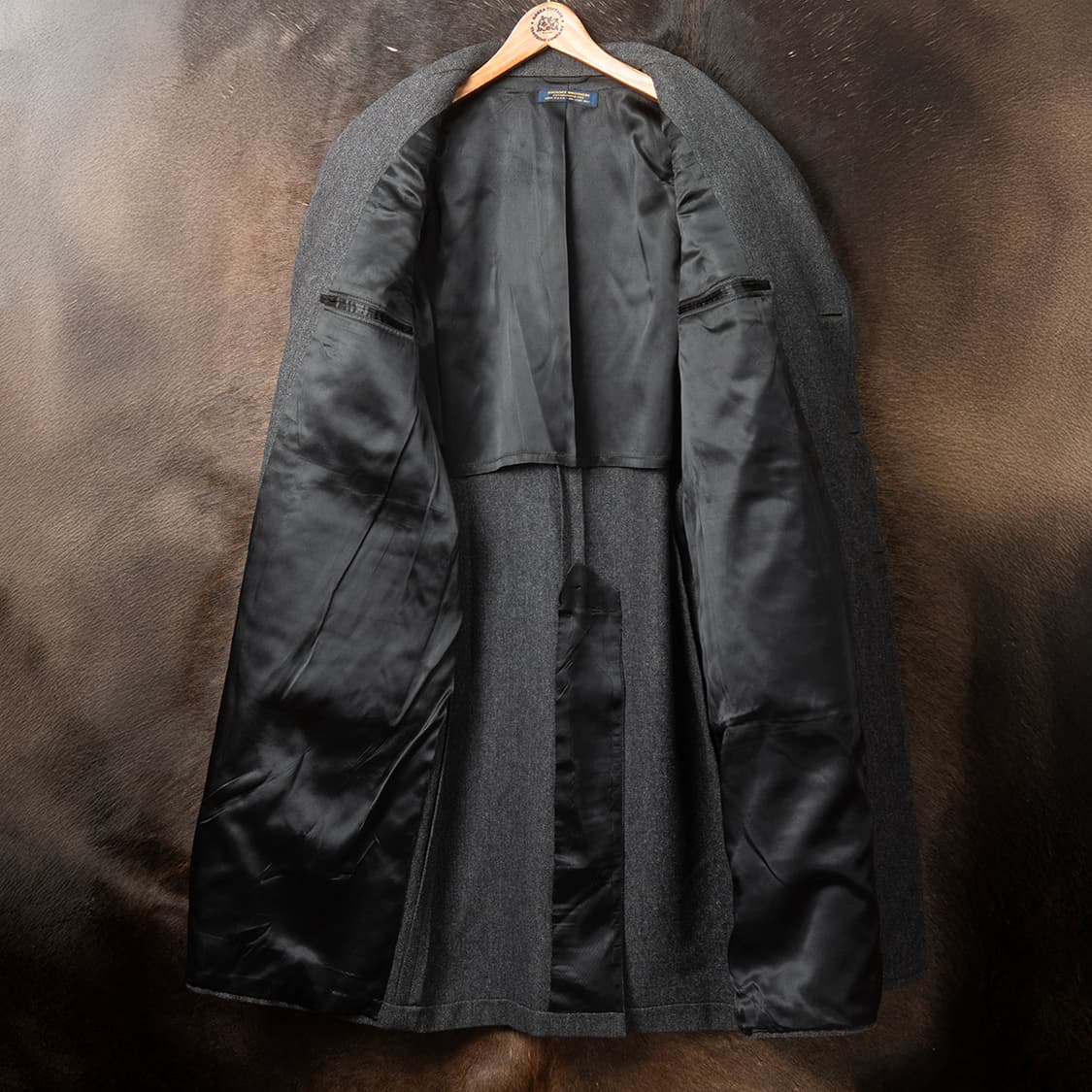 [115] 80s 브룩스브라더스 헤링본 울 오버코트 다크 그레이  상품이미지8