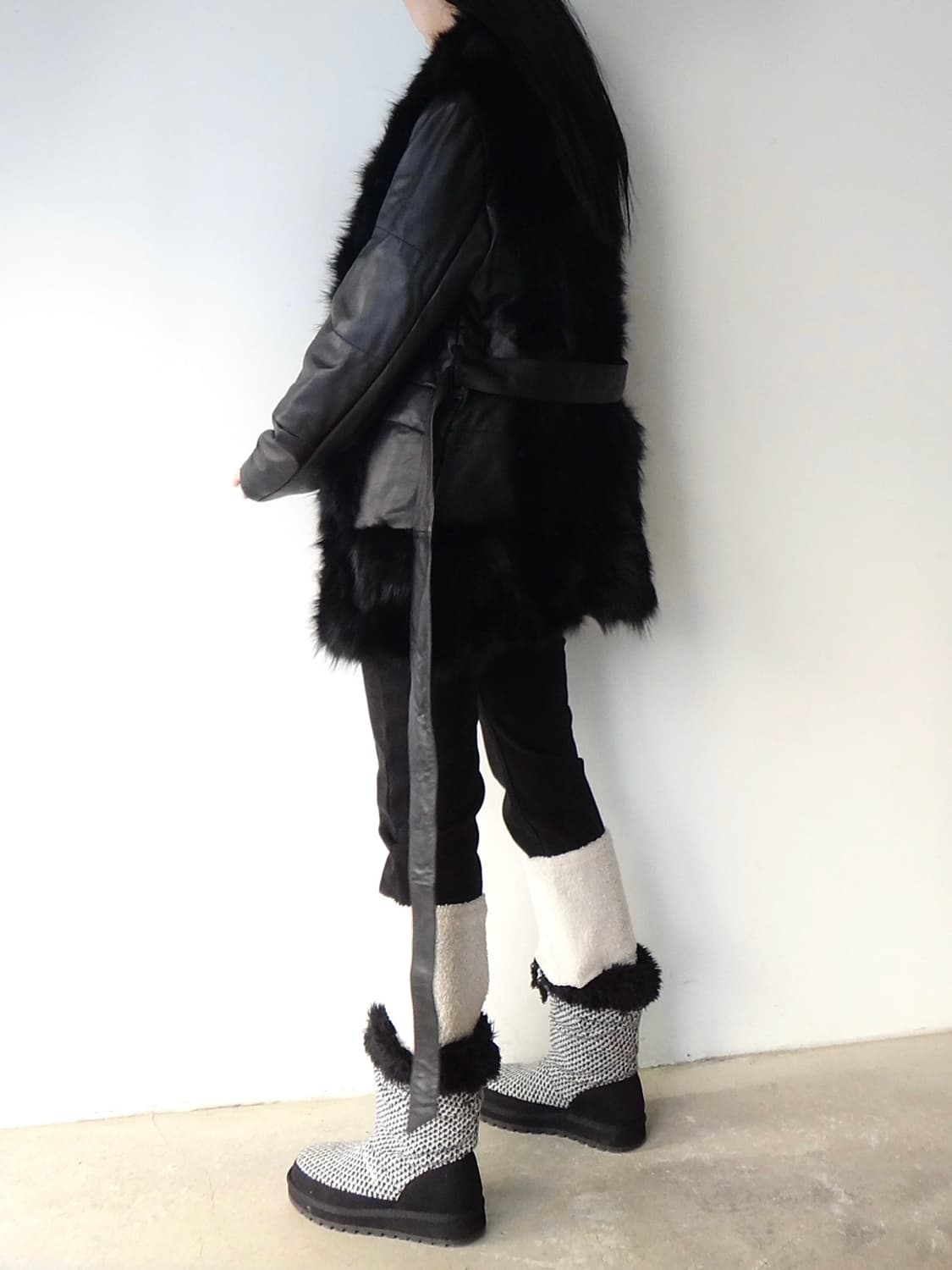 Fur lion leather jacket / black 상품이미지8