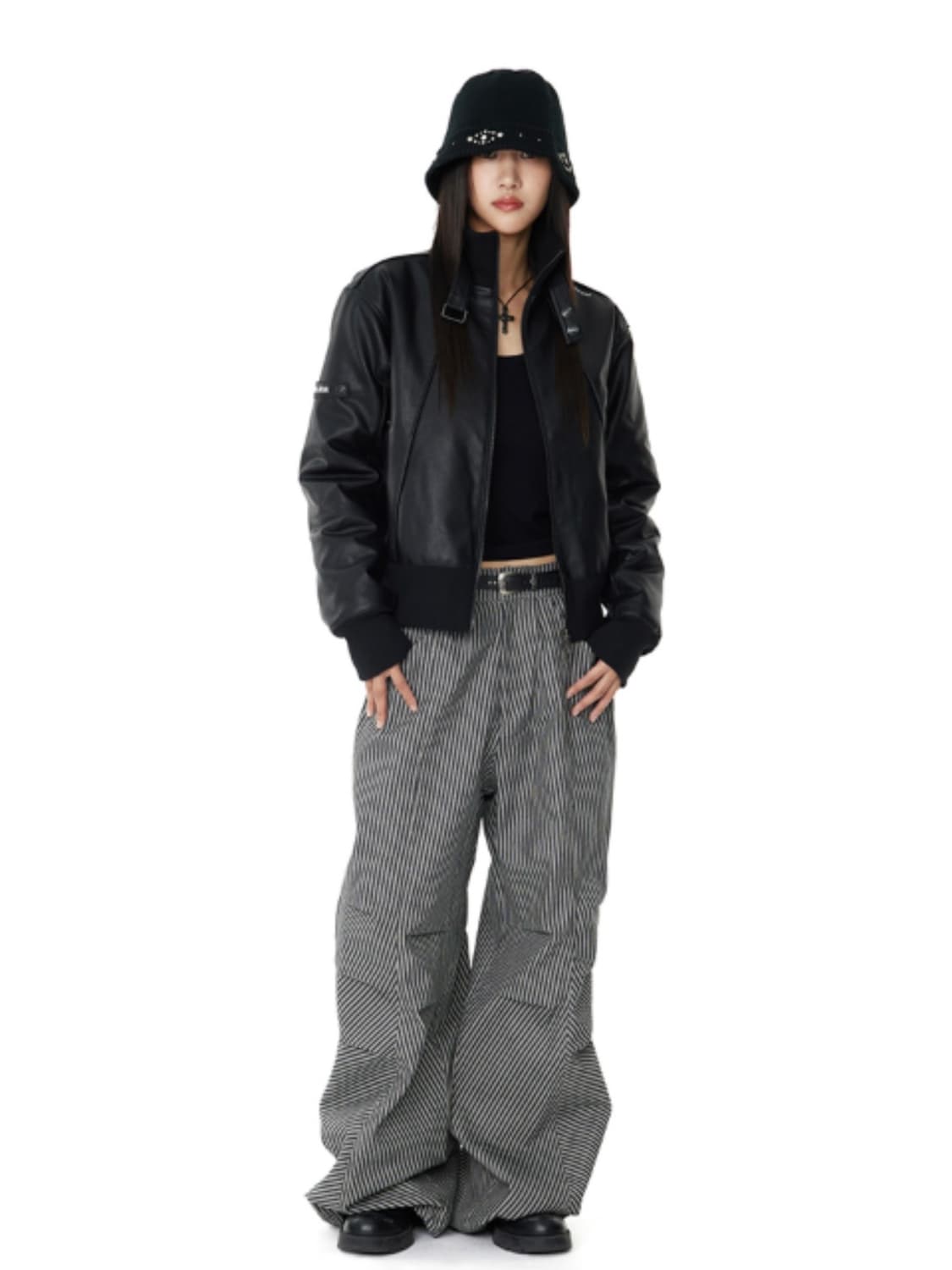 아캄 스트라이프 데님 팬츠 블랙 1사이즈 상품이미지6