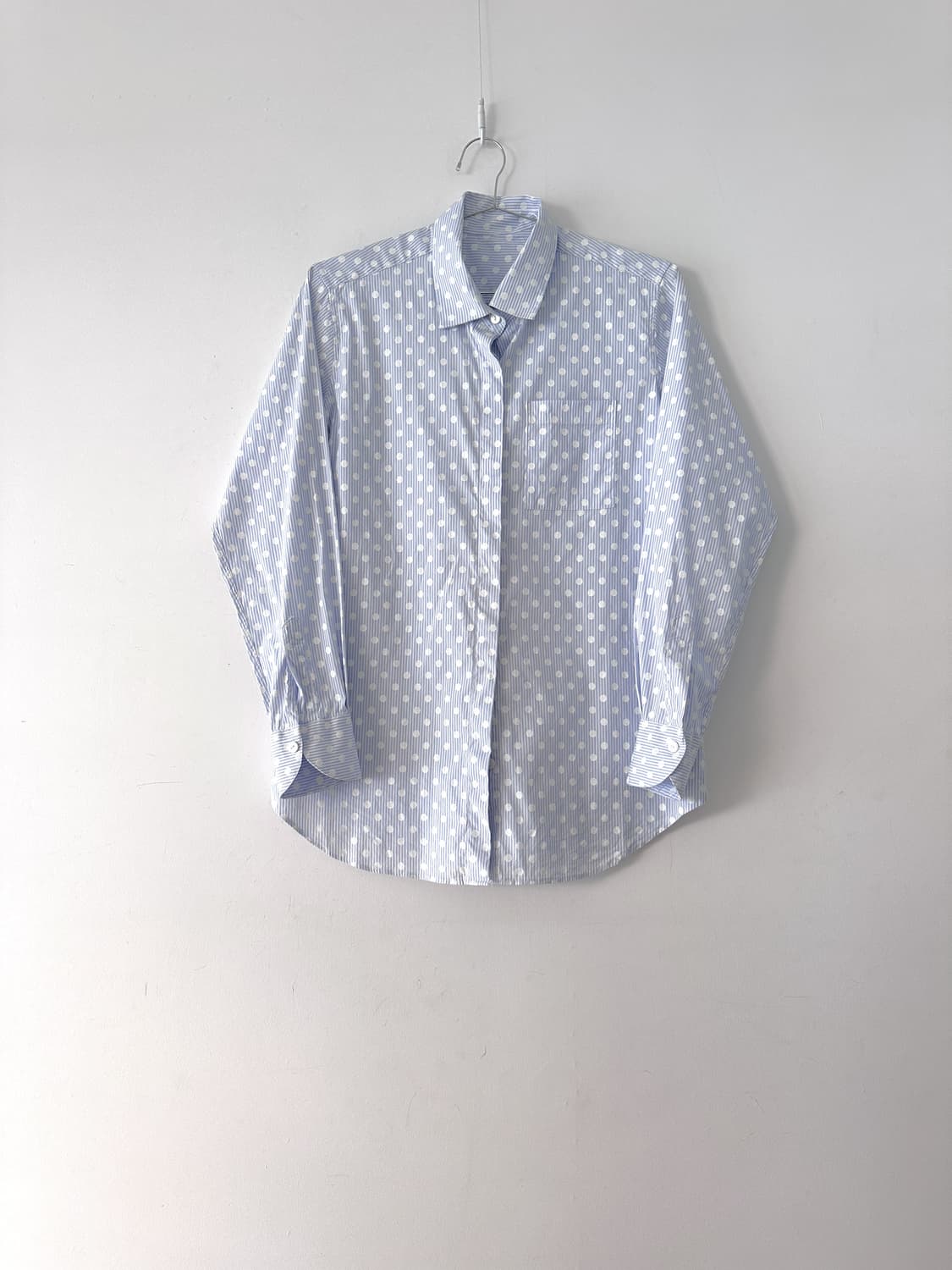 Dot pattern stripe shirt / skyblue 상품이미지1