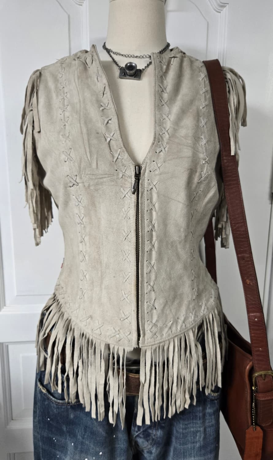 Tommy jeams 타미진스 보헤미안 빈티지 레더베스트 상품이미지2