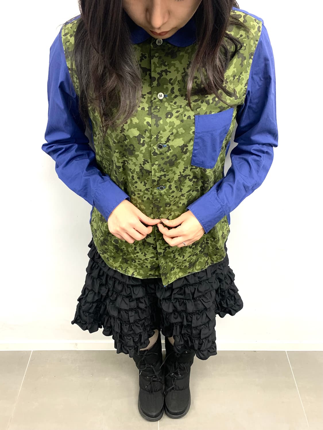 꼼데가르송 블랙 패치워크 카모 셔츠 상품이미지2