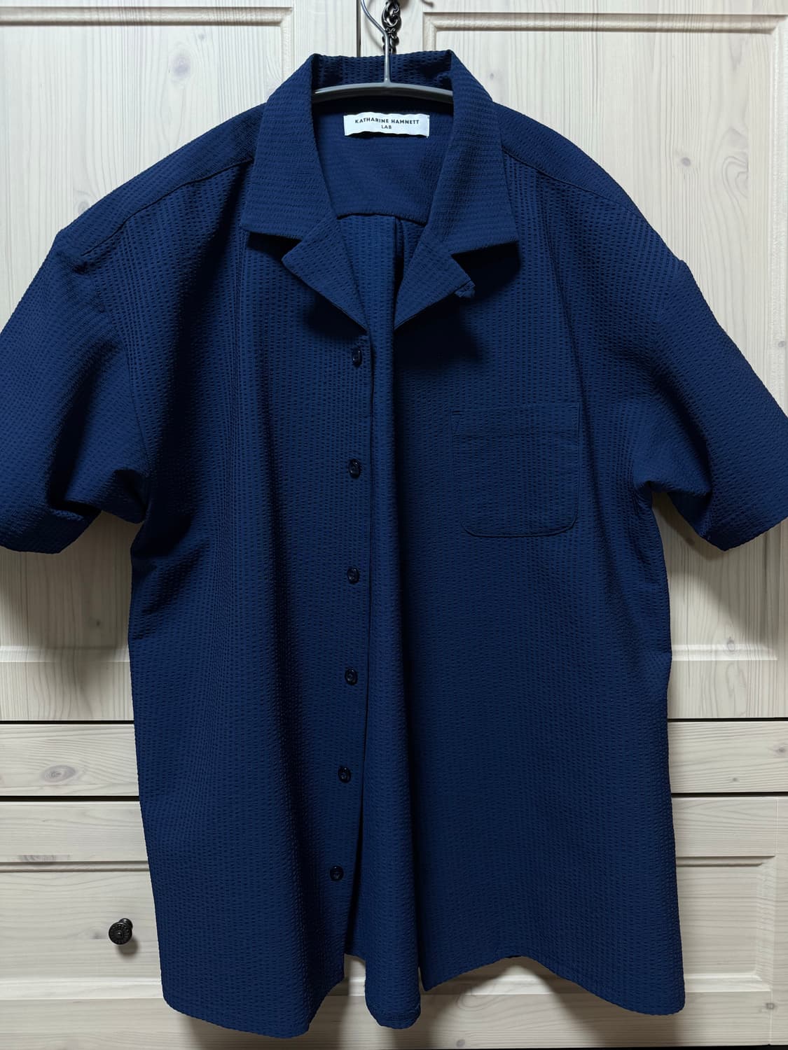 캐서린 햄넷 린넨 네이비 반팔셔츠  상품이미지1
