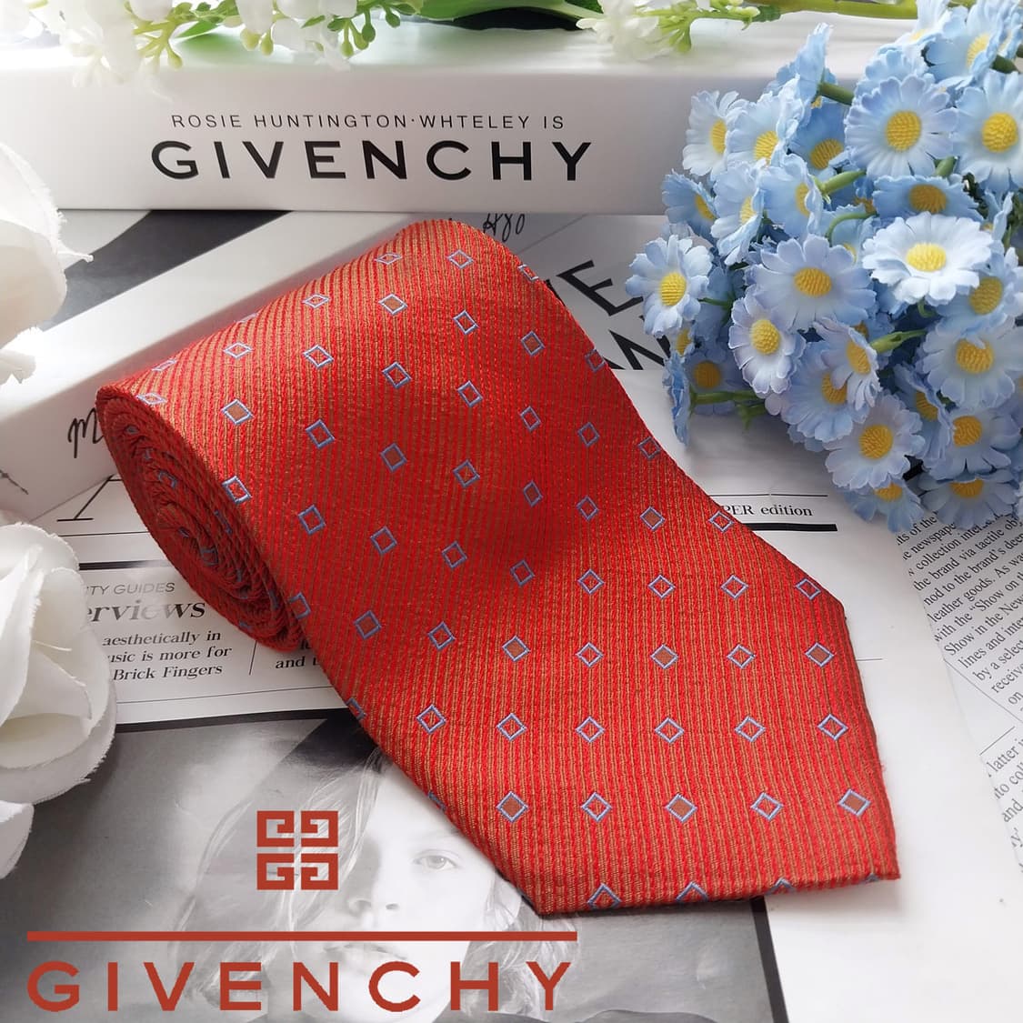 지방시 실크 오렌지 패턴 넥타이 10.1cm A등급 K2453
 상품이미지2