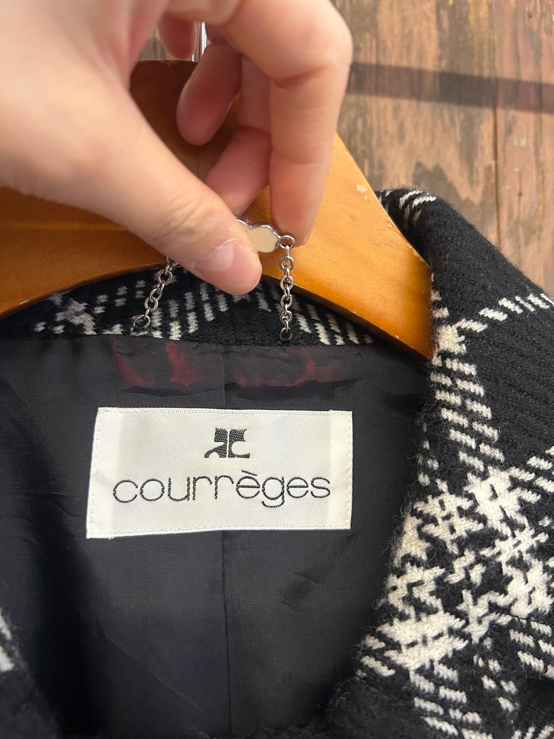 꾸레쥬 정품 체크 숏 트위드자켓 상품이미지4