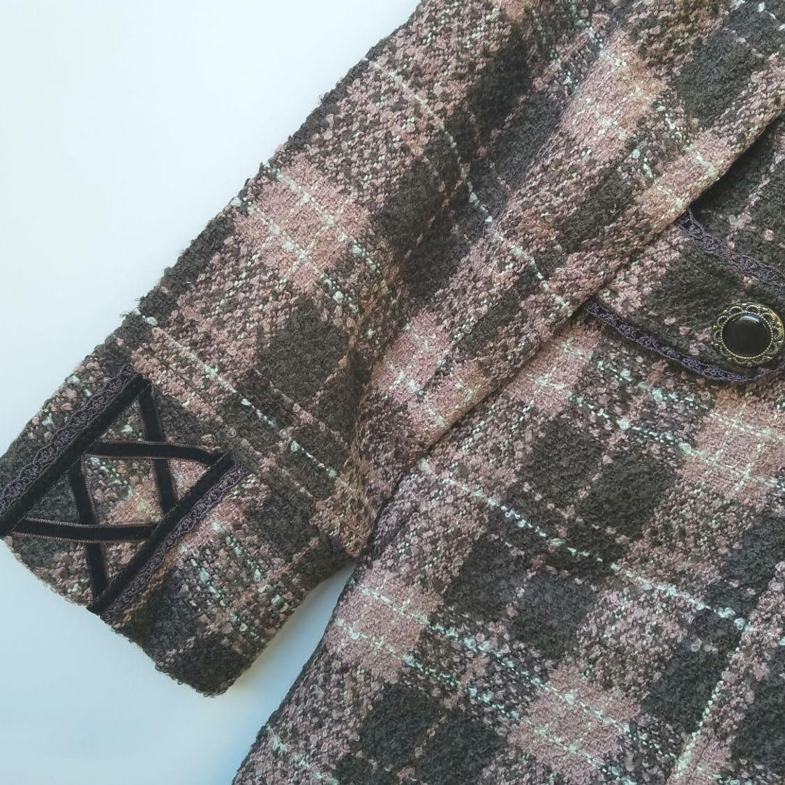 엑시즈팜 딸기초코 체크 코트 히메갸루 라떼갸루 빈티지 상품이미지5