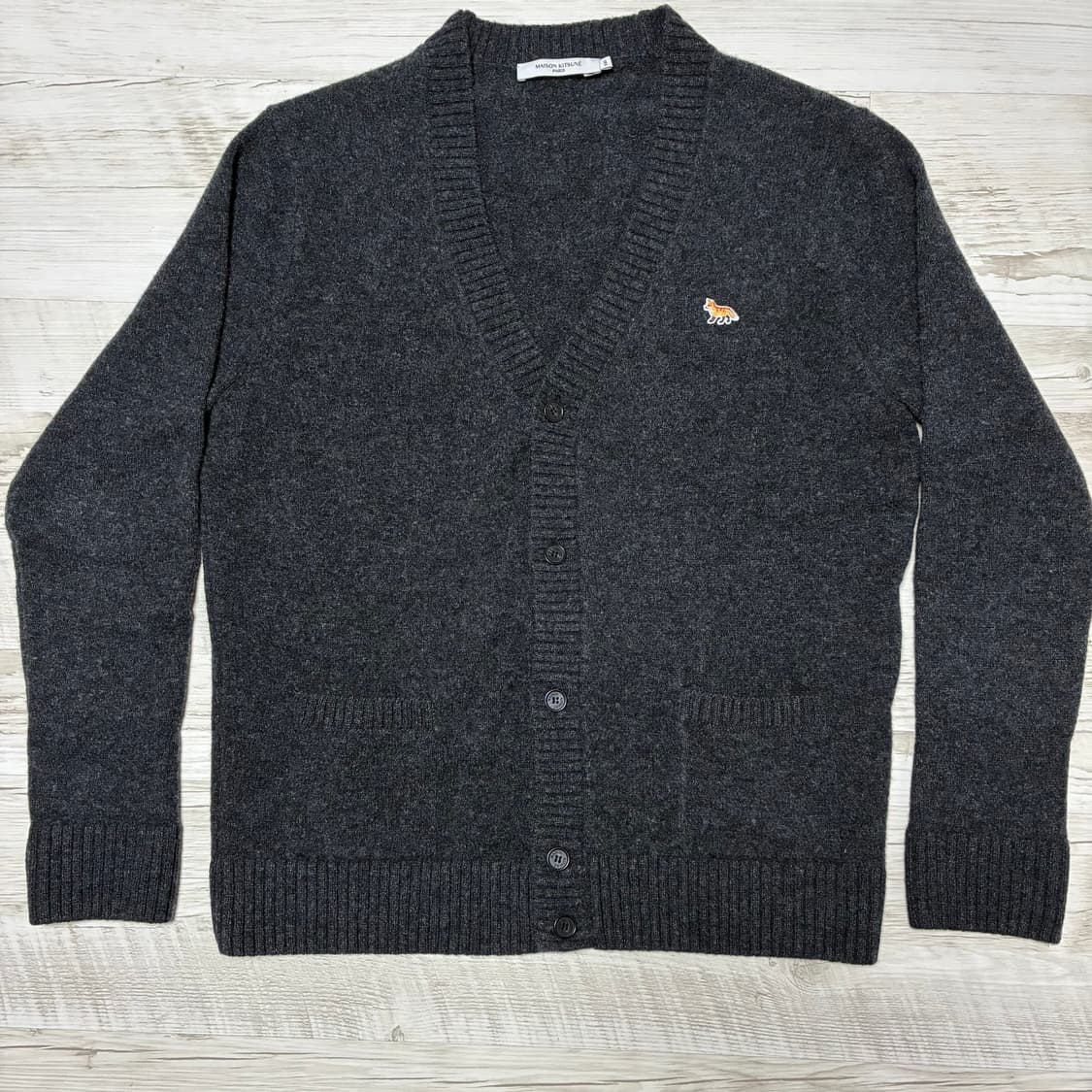 2XL 메종키츠네 남성 다크그레이멜란지 차콜  베이비폭스 가디건 상품이미지2