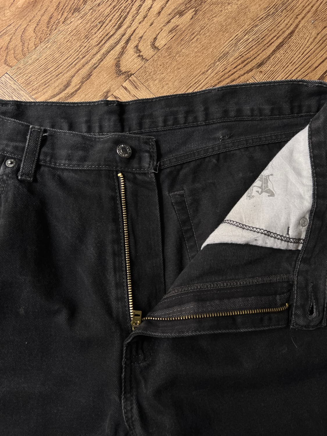 [38]리바이스 505 빈티지 페인팅 흑청 데님 팬츠 상품이미지3