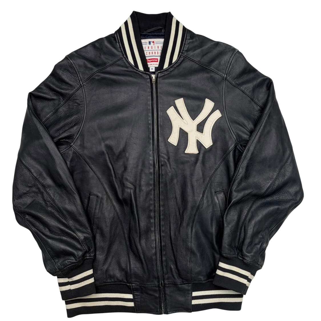 슈프림 X 뉴욕 양키스 네이비 레더 바시티 자켓 M 상품이미지4