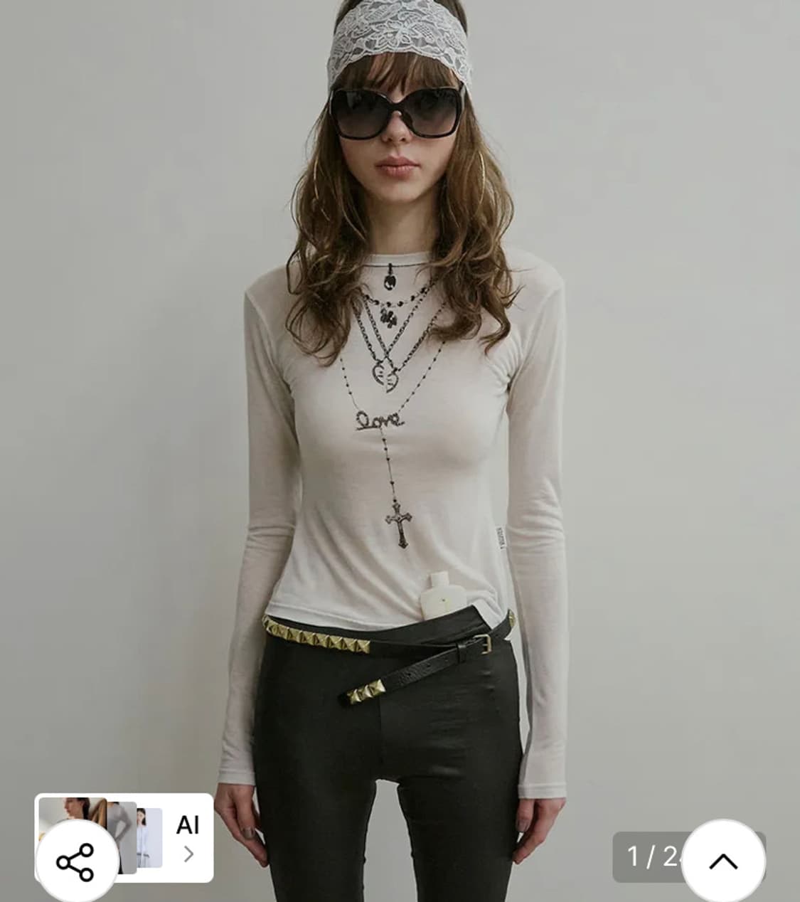 SCULPTOR Faux Necklace Tee White/Black 상품이미지1