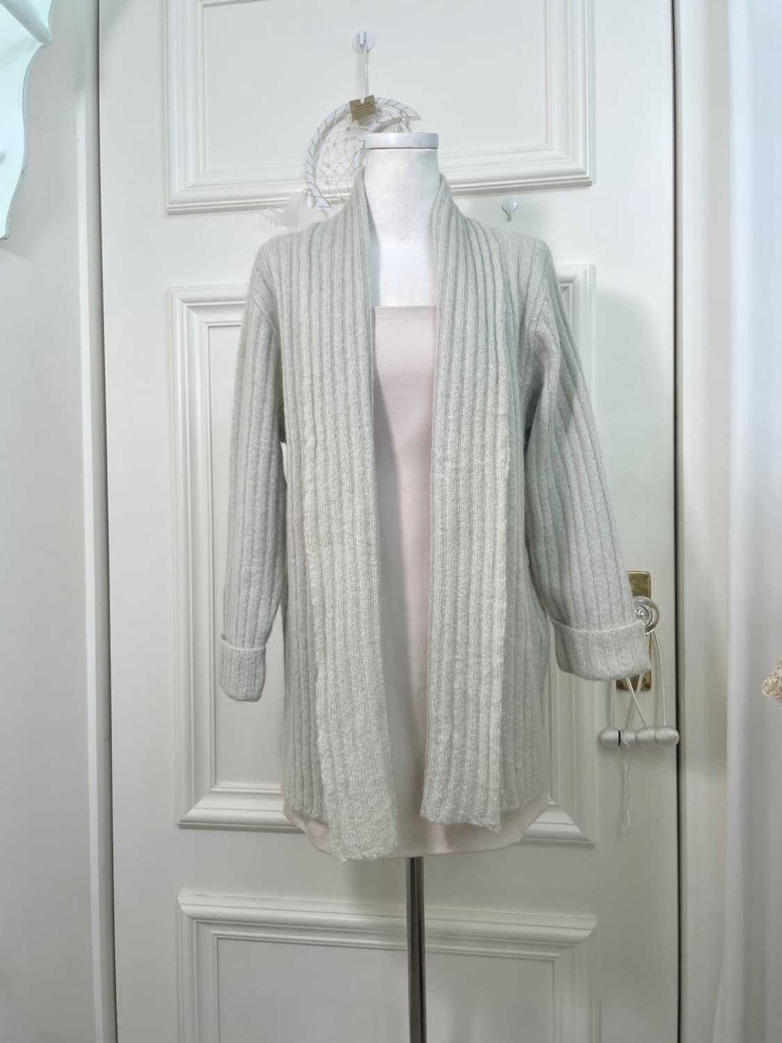 sheer green open collar cardigan 상품이미지1
