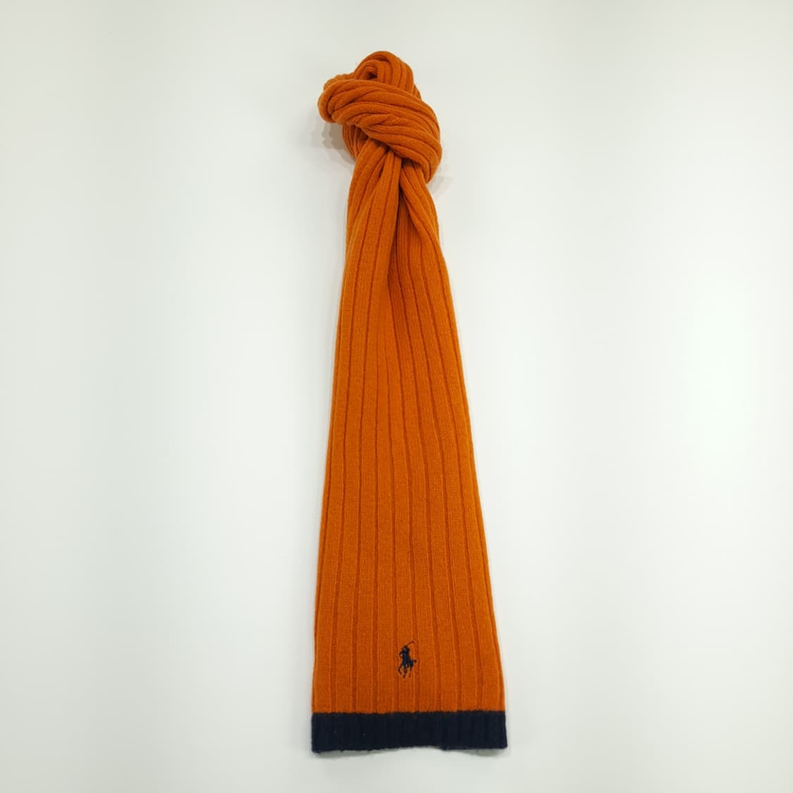 MX164 폴로 랄프로렌 오렌지 리브드 램스울 니트 목도리 머플러 상품이미지4