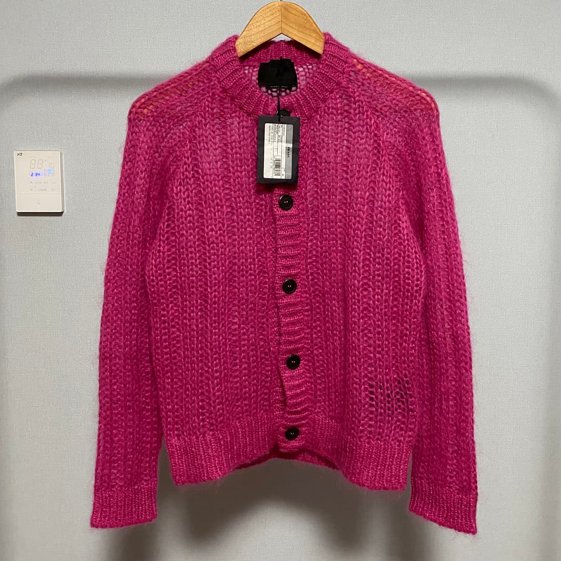 [46] 프라다 가디건 니트 스웨터 핑크 상품이미지1
