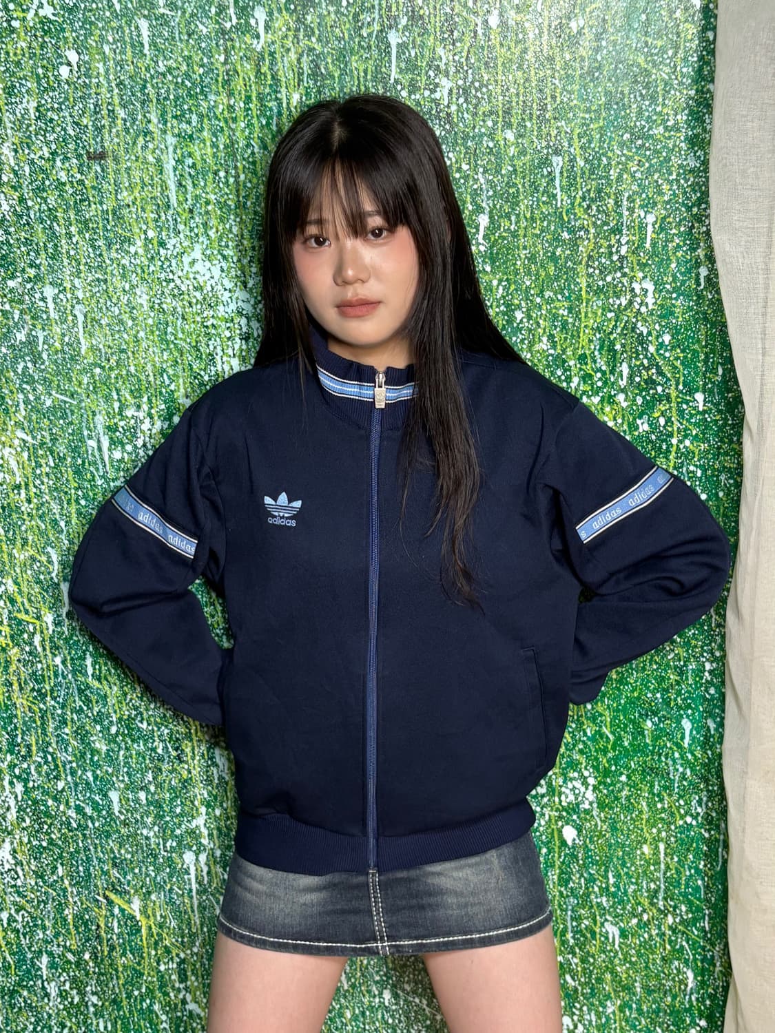 90s 아디다스 네이비 스카이블루 라인 포인트 져지 M  상품이미지1