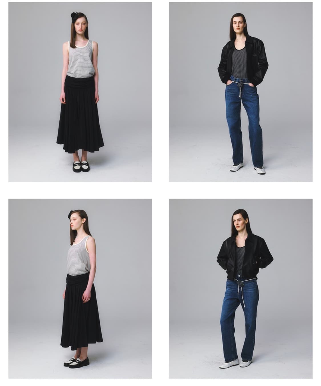 문선 스트라이프 슬리브리스 (아이보리/블랙) 상품이미지2