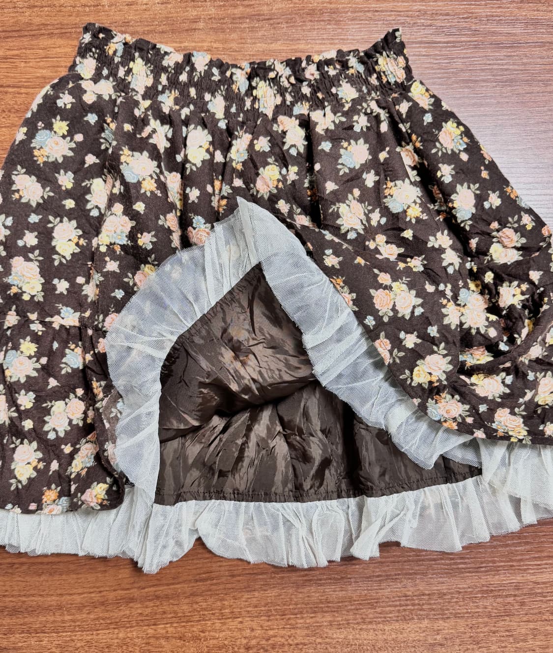 빈티지 플라워 패턴 브라운 미니 스커트 모리걸 상품이미지2