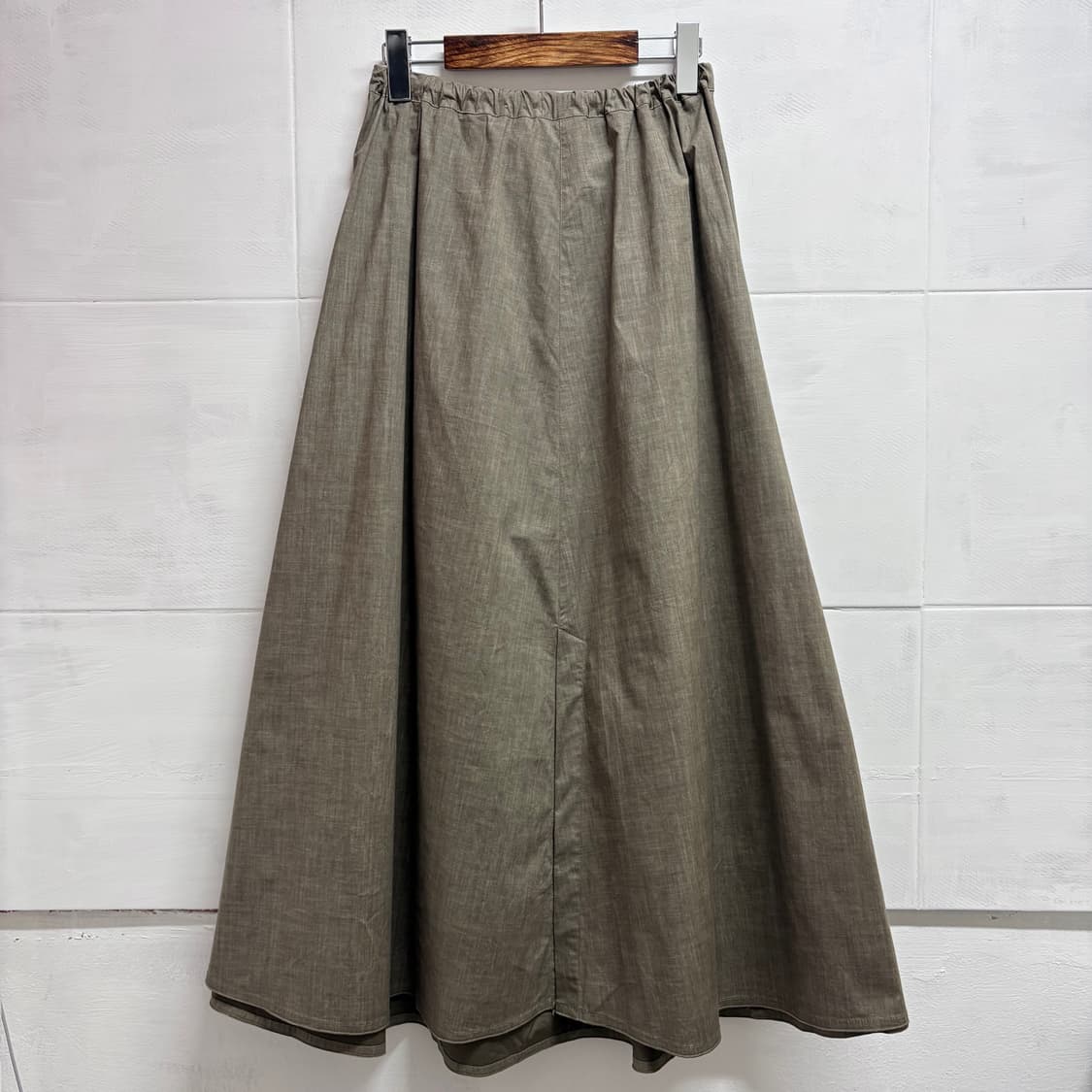 HARRISS GRACE 카키 그레이 바스락 롱스커트  상품이미지4