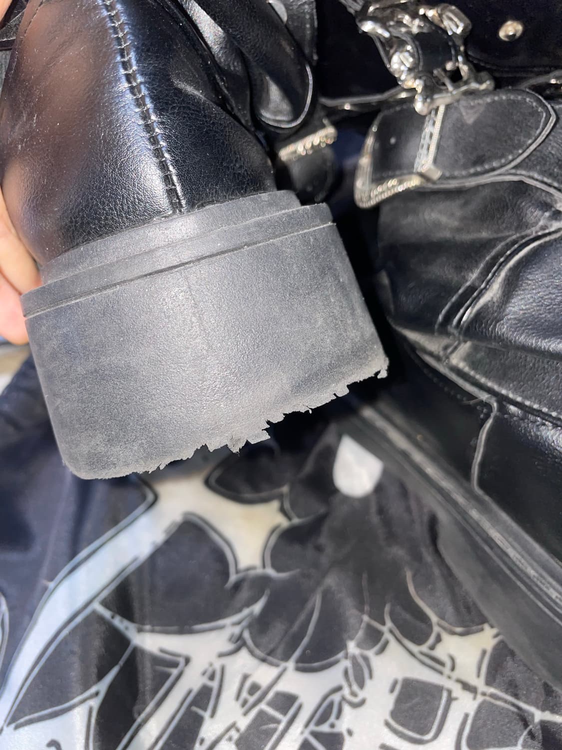Vkei 00s Stud Belted Boots 스터드펑크레더부츠 40 상품이미지5