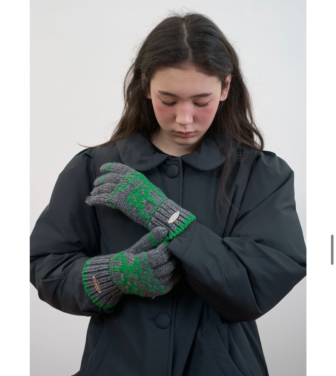 새상품) 노컨텐츠 301. Snowy Gloves 차콜 니트 장갑 상품이미지2