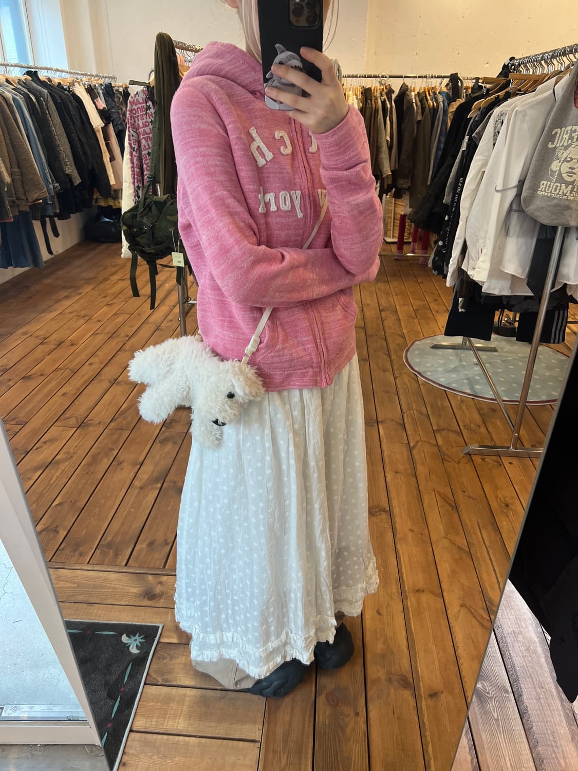 아베크롬비 핑크 뽀글이 후드집업 상품이미지1