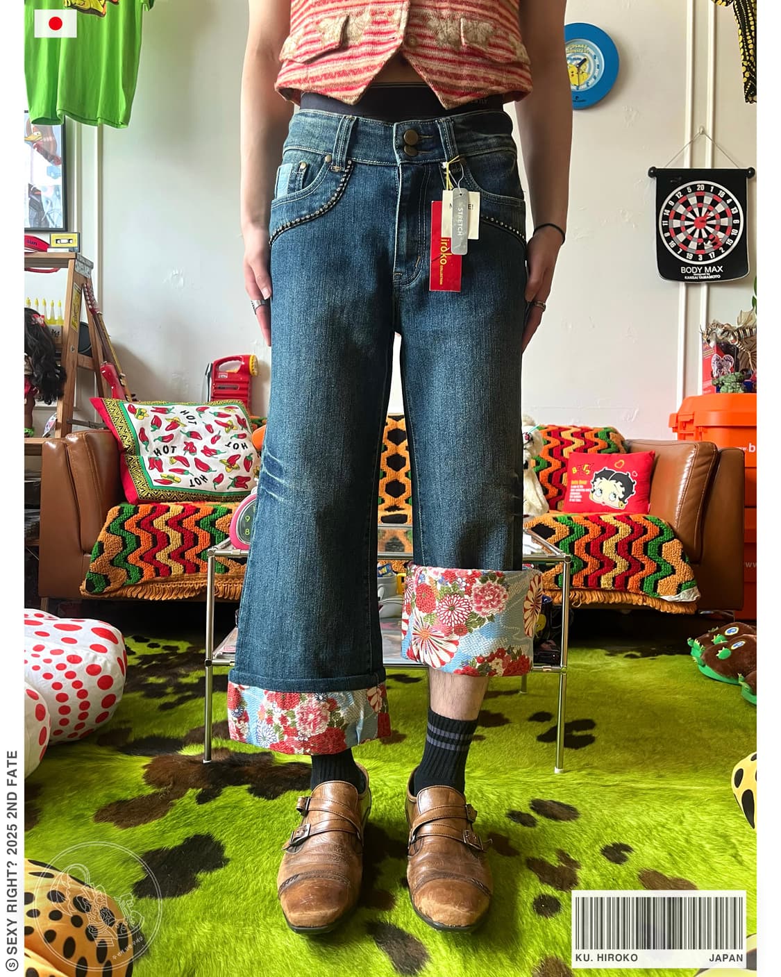 Ku. Hiroko Floral Docking Denim Pants 상품이미지1