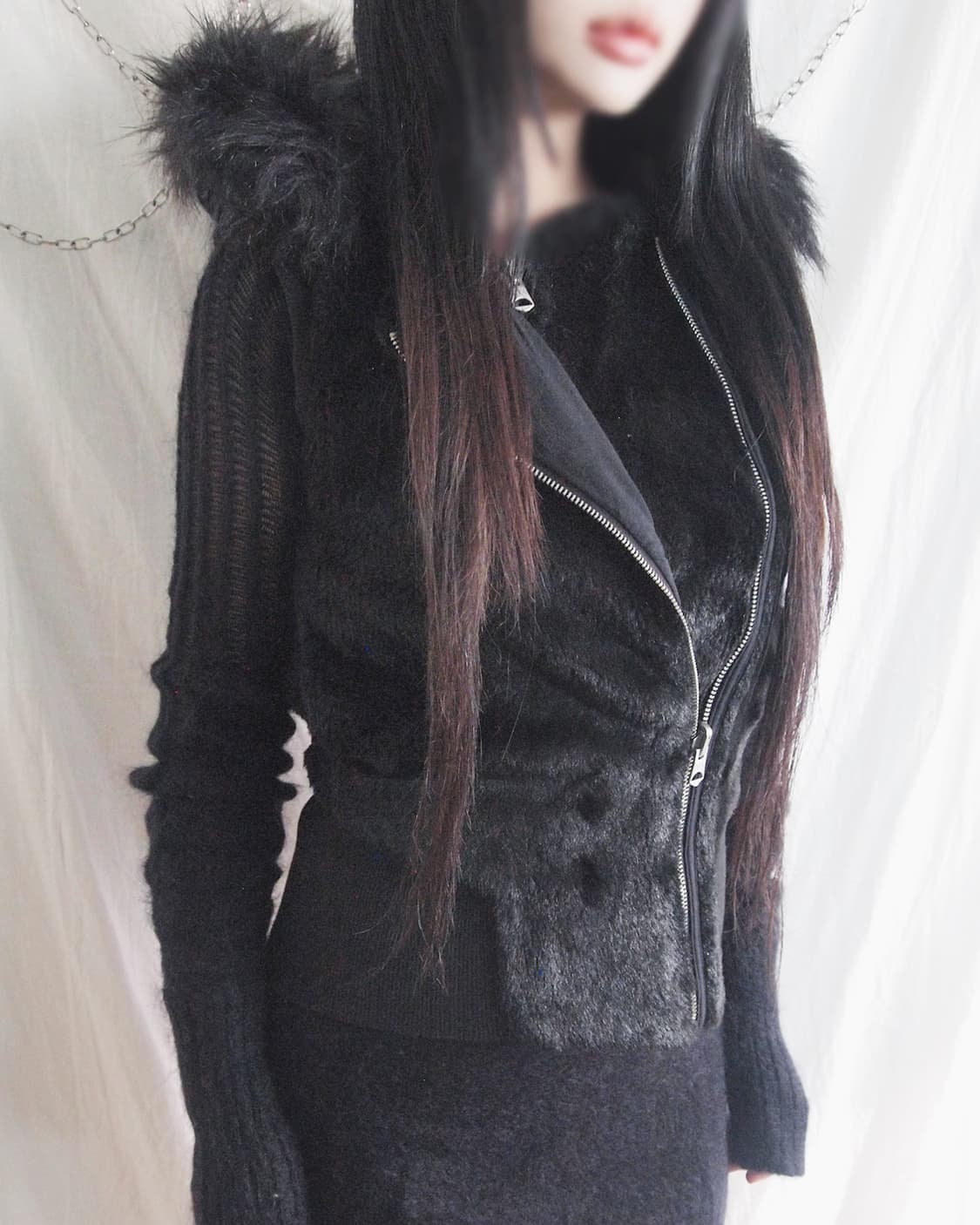 a/x 아르마니 익스체인지 asymmetric 크롭 퍼 후드베스트 상품이미지3