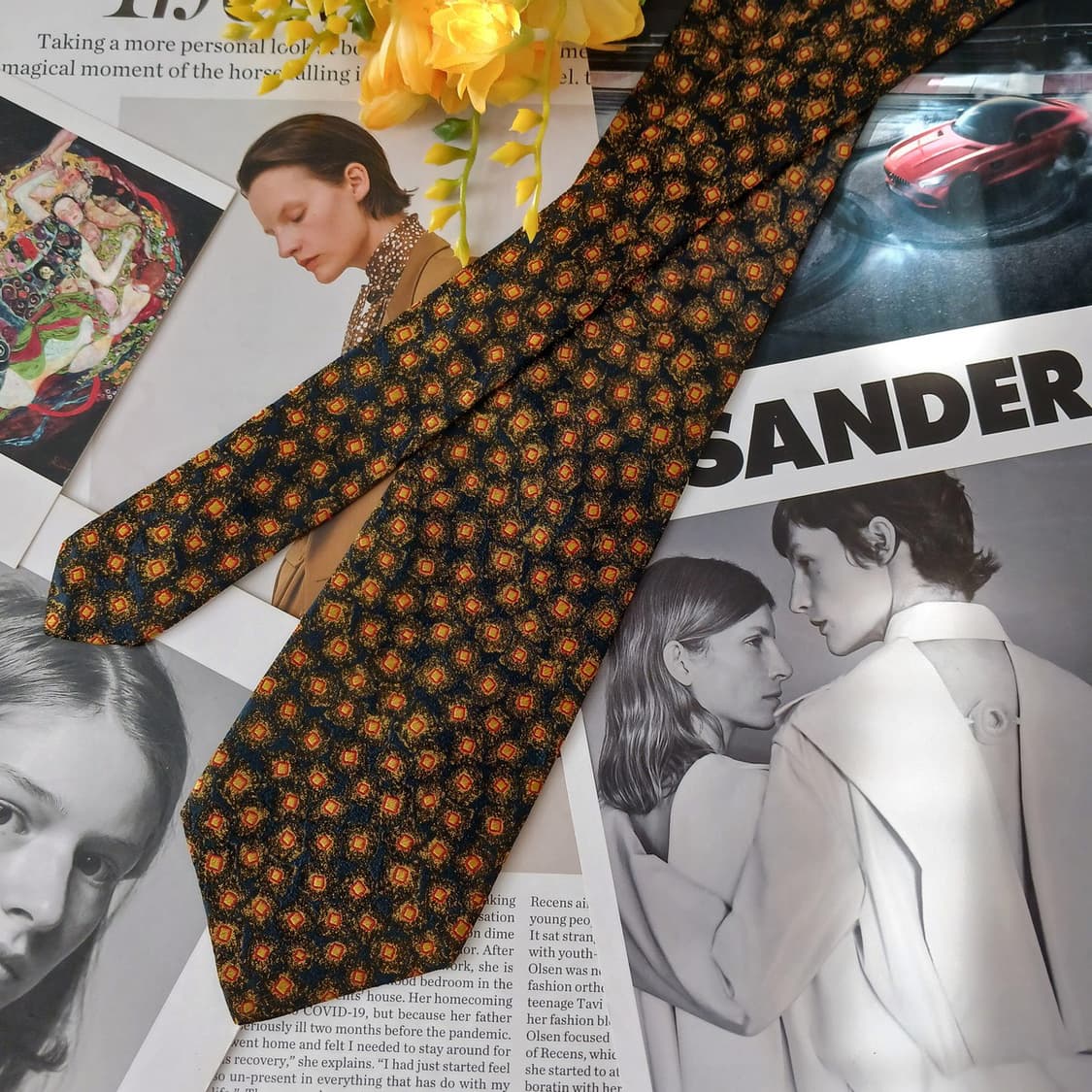 샤를 주르당 실크 기하 패턴 넥타이 9.6cm A+등급 A19166
 상품이미지3