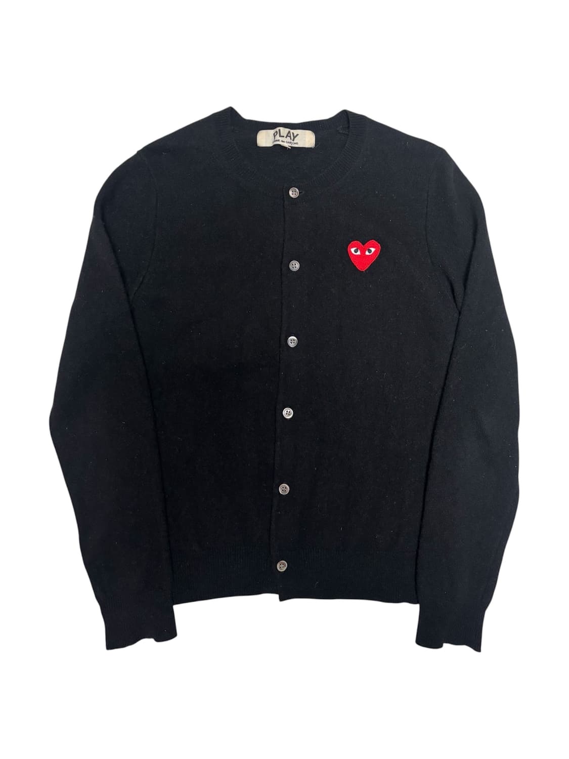 [정품] 꼼데가르송 플레이 레드와펜 라운드넥 블랙 가디건 L 상품이미지1