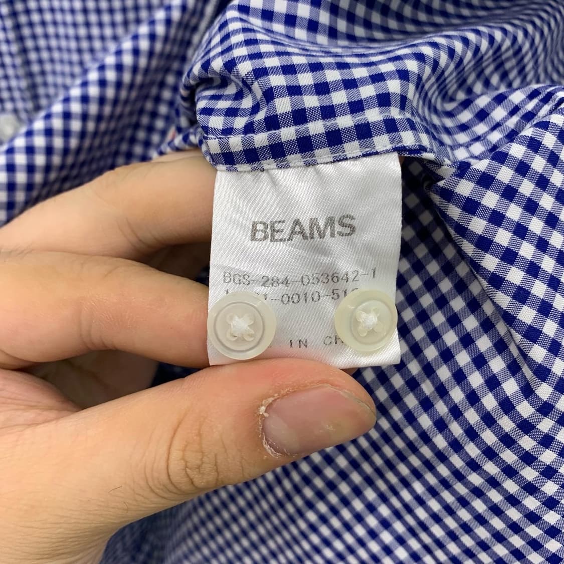 빔즈 블루 체크 삼선 디테일 하프 셔츠  상품이미지8