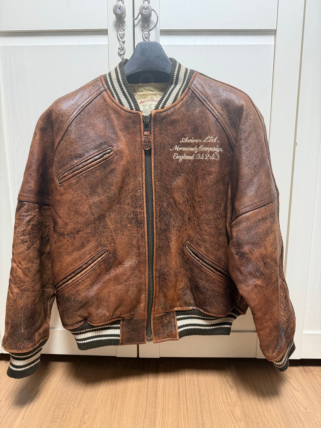 아비렉스 바시티 가죽자켓 브라운 xs 상품이미지2